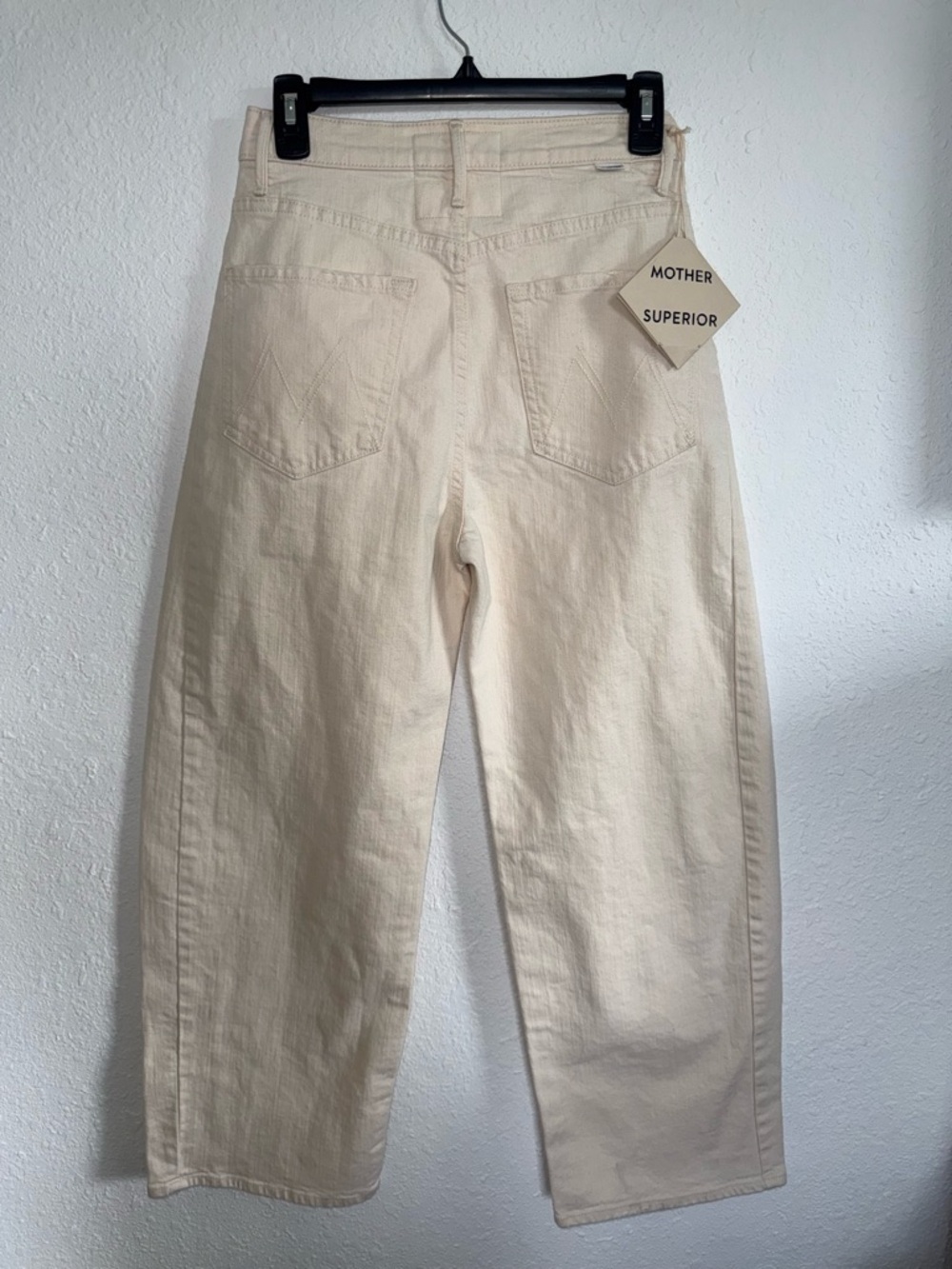 NWT MOTHER The Half-Pipe Ankle Jeans Act Natural Off White Cream Wide Leg 26 - Picture 8 of 14